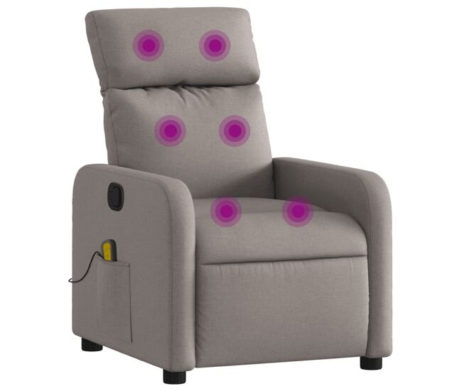 Sillón de masaje reclinable - sillón relax de tela gris taupé