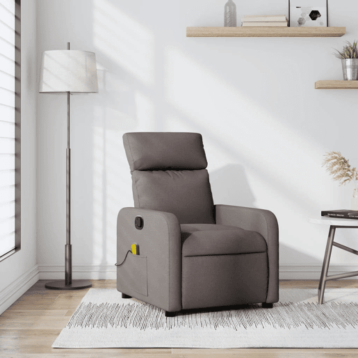 Poltrona de massagens reclinável - Poltrona relax tecido cinzento-acastanhado