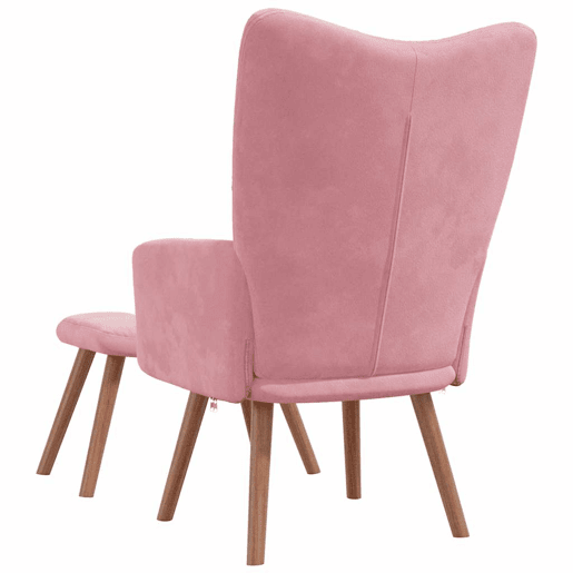 Poltronasofá de design moderno com apoio para os pés em veludo rosa DEC026544