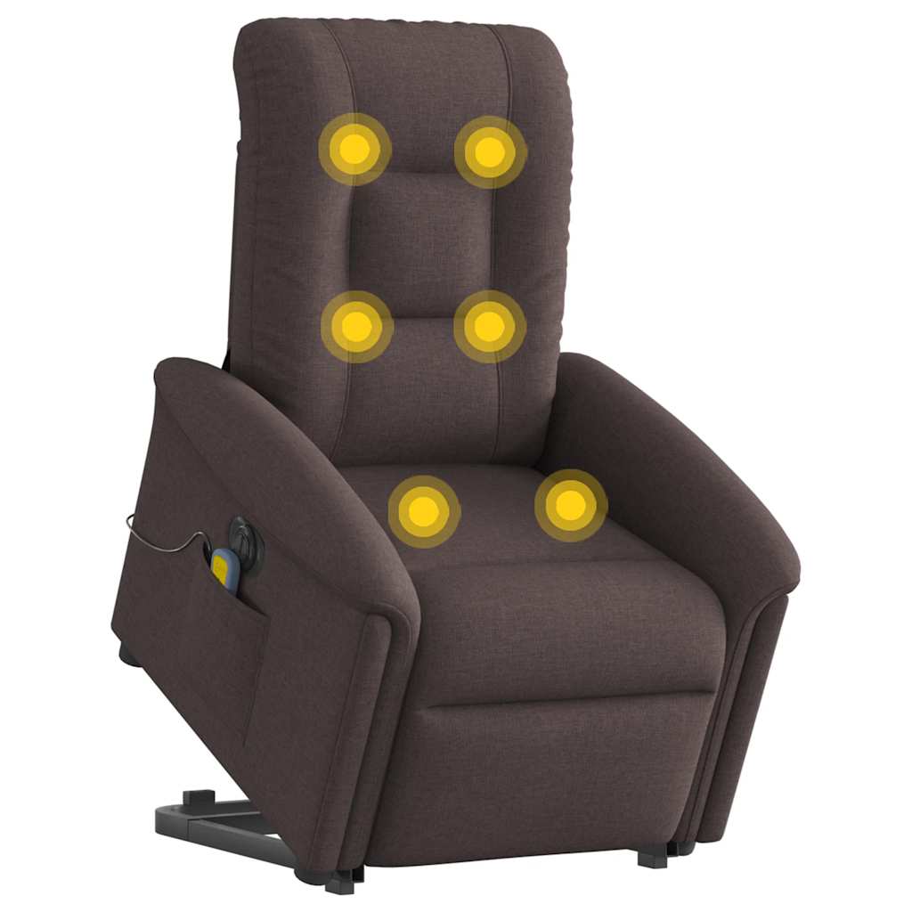 Sillón masaje eléctrico reclinable - sillón relax elevable tela marrón oscuro