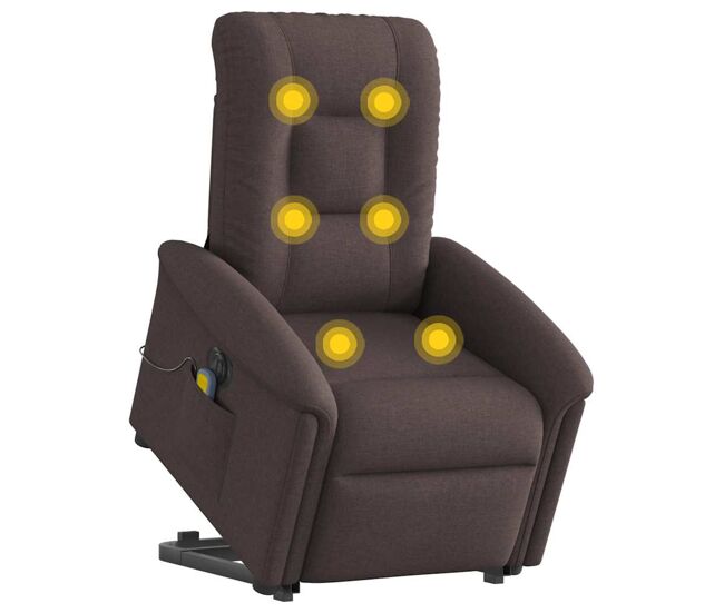 Sillón masaje eléctrico reclinable - sillón relax elevable tela marrón oscuro