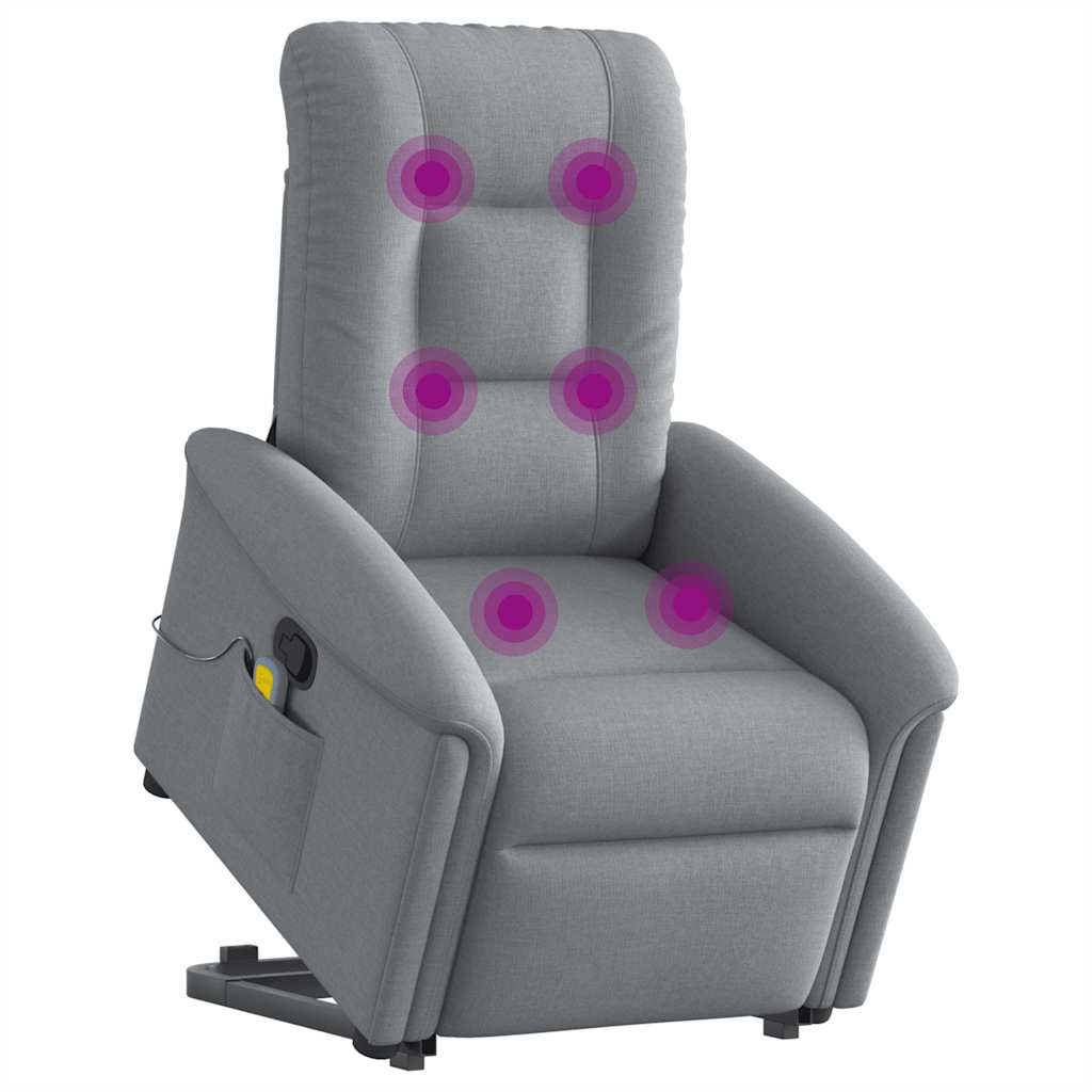 Sillón de masaje reclinable - sillón relax de pie de tela gris claro