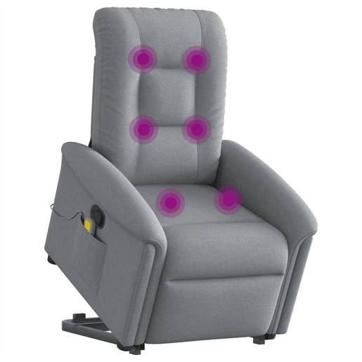 Poltrona reclinável massagens - Poltrona relax tecido cinzento-claro