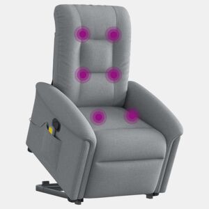 Poltrona reclinável massagens - Poltrona relax tecido cinzento-claro