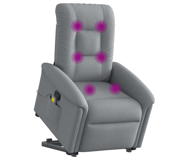 Sillón de masaje reclinable - sillón relax de pie de tela gris claro