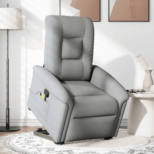 Poltrona reclinável massagens - Poltrona relax tecido cinzento-claro