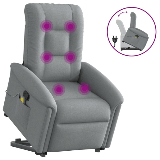 Poltrona reclinável massagens - Poltrona relax tecido cinzento-claro