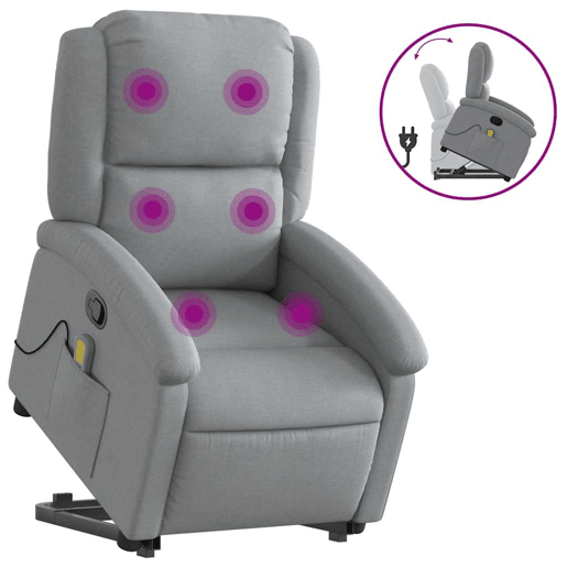 Poltrona reclinável massagens - Poltrona relax tecido cinzento-claro