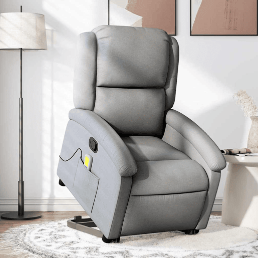 Poltrona reclinável massagens - Poltrona relax tecido cinzento-claro