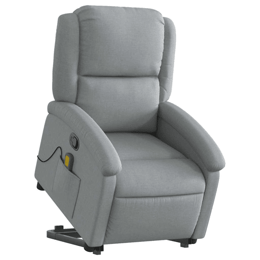 Poltrona reclinável massagens - Poltrona relax tecido cinzento-claro