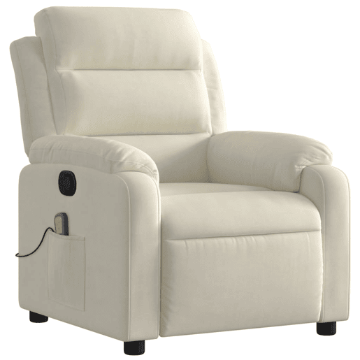 Poltrona de massagens reclinável - Poltrona relax veludo cor creme Poltrona de massagens reclinável - Poltrona relax veludo cor creme