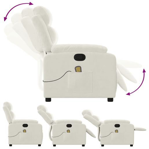 Poltrona de massagens reclinável - Poltrona relax veludo cor creme Poltrona de massagens reclinável - Poltrona relax veludo cor creme