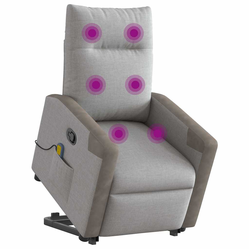 Sillón de masaje reclinable - sillón relax de pie de tela gris nube