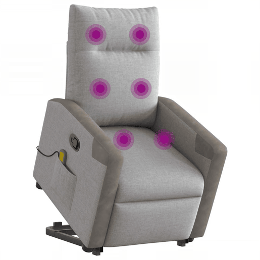 Poltrona elevatória de massagens - Poltrona relax tecido cinzento-nublado