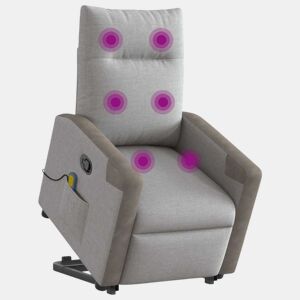 Poltrona elevatória de massagens - Poltrona relax tecido cinzento-nublado