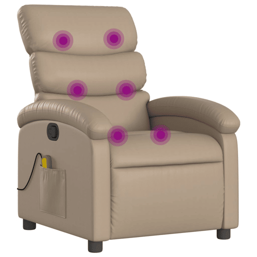 Poltrona de massagens reclinável - Poltrona relax couro artificial cappuccino