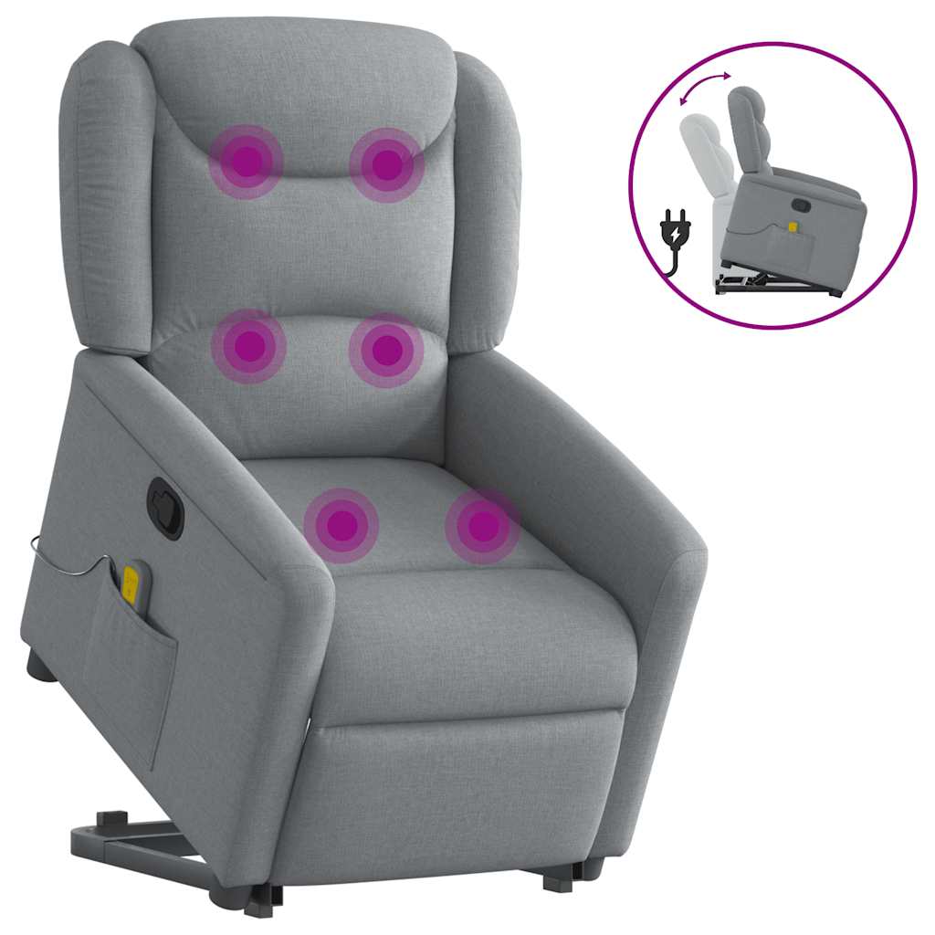Sillón de masaje reclinable - sillón relax de pie de tela gris claro