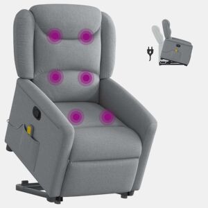 Poltrona reclinável massagens - Poltrona relax tecido cinzento-claro