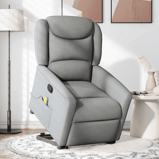Poltrona reclinável massagens - Poltrona relax tecido cinzento-claro