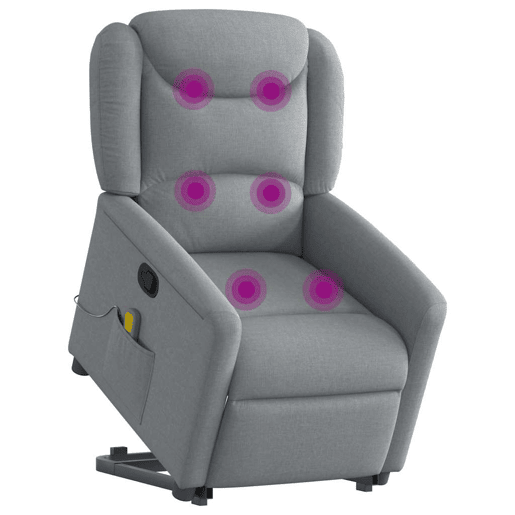 Poltrona reclinável massagens - Poltrona relax tecido cinzento-claro