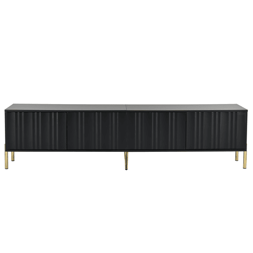 Móvel de TV 190x38x48 cm - pés dourados, design moderno - Preto