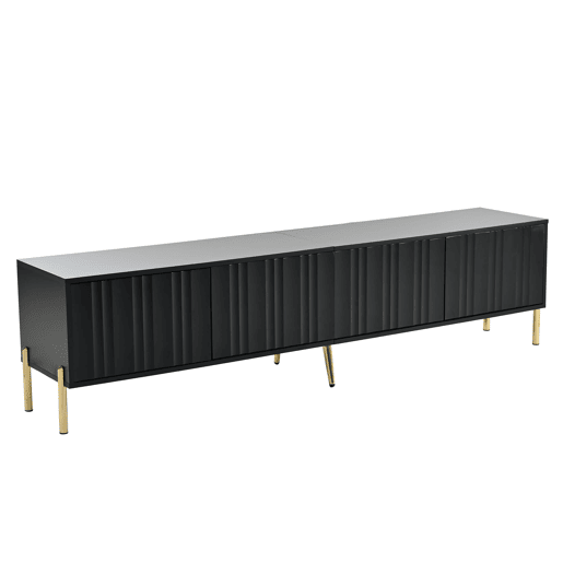 Móvel de TV 190x38x48 cm - pés dourados, design moderno - Preto