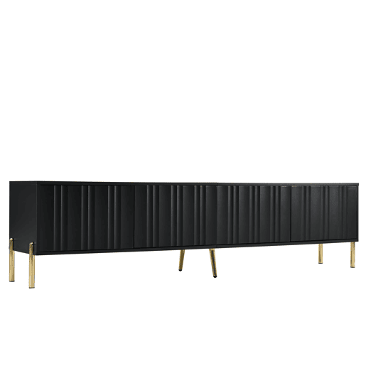 Móvel de TV 190x38x48 cm - pés dourados, design moderno - Preto
