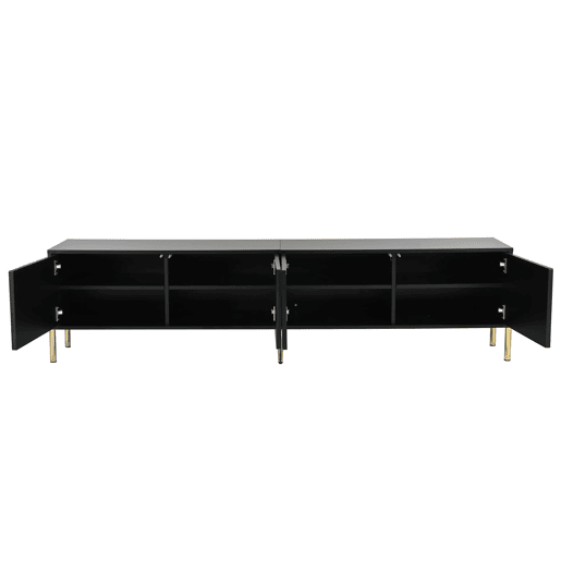 Móvel de TV 190x38x48 cm - pés dourados, design moderno - Preto