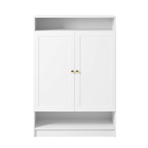 Sapateira moderna 73x34x109 cm - com prateleiras ajustáveis, 2 portas, puxadores dourados - branca Sapateira moderna 73x34x109 cm - com prateleiras ajustáveis, 2 portas, puxadores dourados - branca
