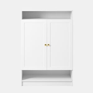 Sapateira moderna 73x34x109 cm - com prateleiras ajustáveis, 2 portas, puxadores dourados - branca