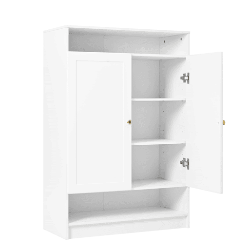Sapateira moderna 73x34x109 cm - com prateleiras ajustáveis, 2 portas, puxadores dourados - branca Sapateira moderna 73x34x109 cm - com prateleiras ajustáveis, 2 portas, puxadores dourados - branca