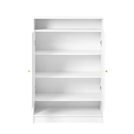 Sapateira moderna 73x34x109 cm - com prateleiras ajustáveis, 2 portas, puxadores dourados - branca Sapateira moderna 73x34x109 cm - com prateleiras ajustáveis, 2 portas, puxadores dourados - branca