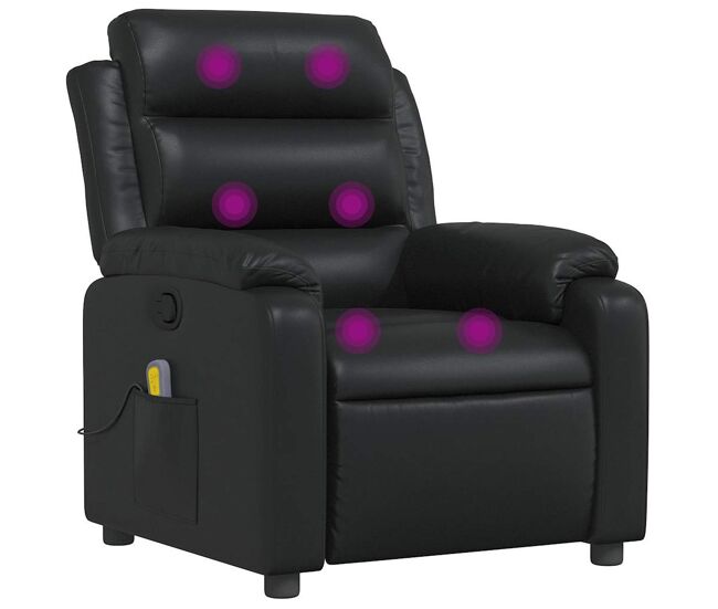 Sillón de masaje reclinable - sillón relax cuero sintético negro