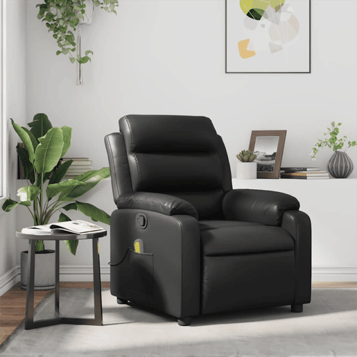 Poltrona de massagens reclinável - Poltrona relax couro artificial preto