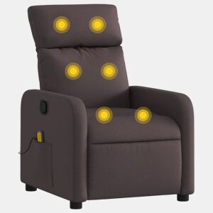 Poltrona de massagens reclinável - Poltrona relax tecido castanho-escuro