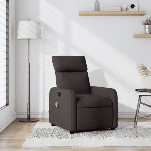 Poltrona de massagens reclinável - Poltrona relax tecido castanho-escuro