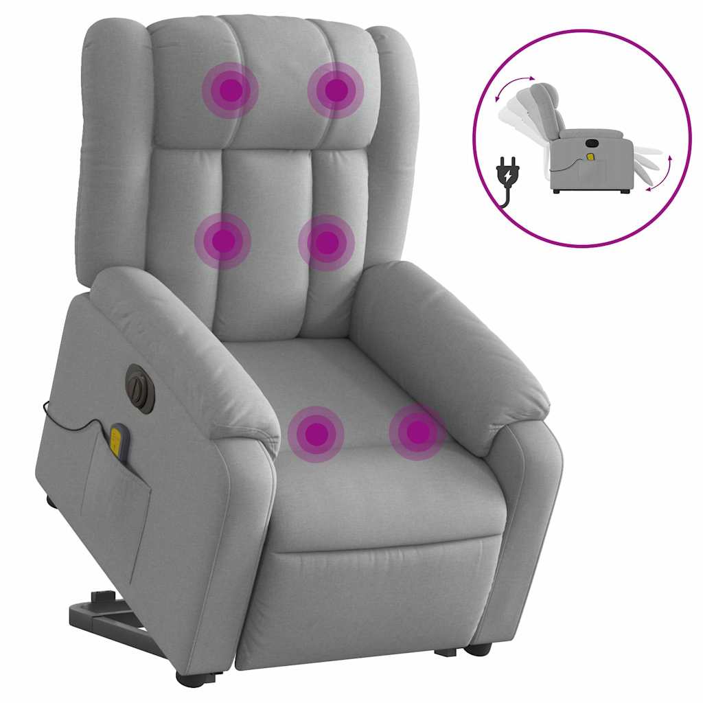 Sillón de masaje eléctrico reclinable - sillón relax elevable tela gris claro