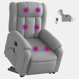 Poltrona elétrica reclinável massagens - Poltrona relax tecido cinzento-claro