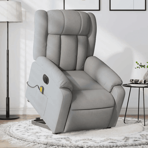 Poltrona elétrica reclinável massagens - Poltrona relax tecido cinzento-claro