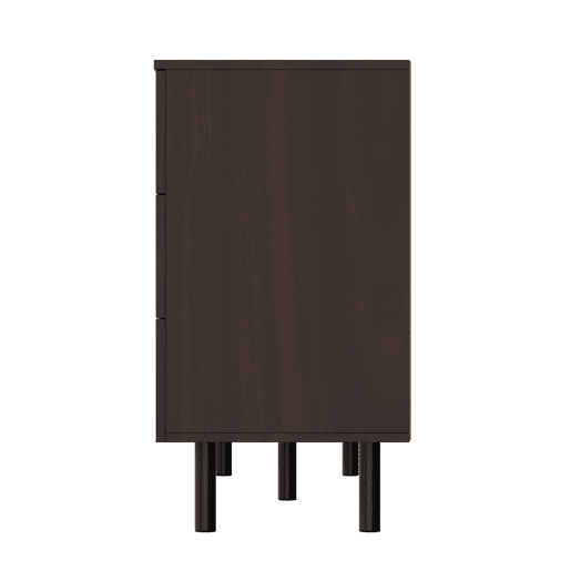 Tocador elegante com 6 gavetas - Puxadores de rattan, ideal para quarto e sala - Nogueira