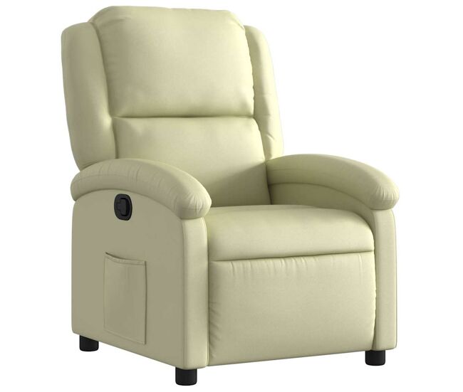 Sillón reclinable - sillón relax de cuero auténtico crema