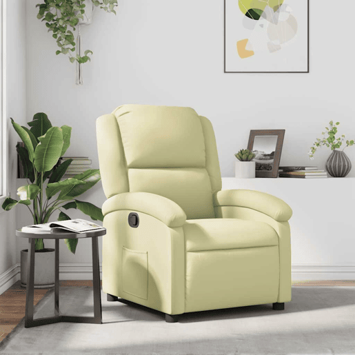 Poltrona reclinável - Poltrona relax couro genuíno cor creme