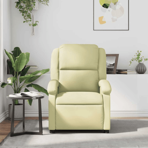 Poltrona reclinável - Poltrona relax couro genuíno cor creme