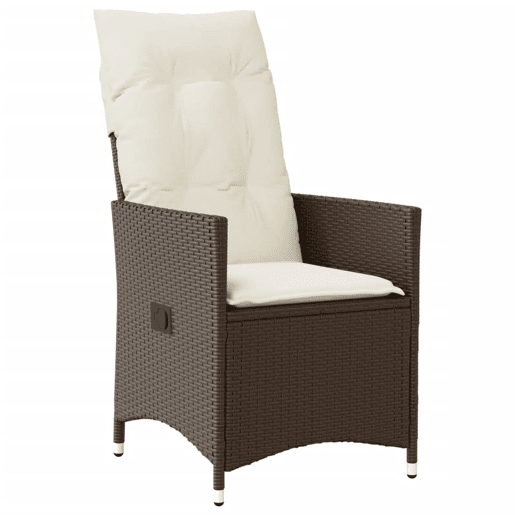 3 pcs conjunto bistrô - cadeiras de jardim - Cadeiras de exterior com almofadões vime PE castanho