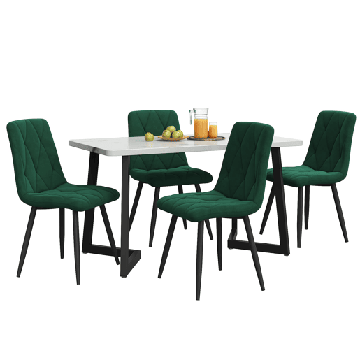Conjunto de sala de jantar 117x68cm - Mesa retangular moderna com 4 cadeiras, cadeira de cozinha verde, pernas pretas