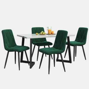 Conjunto de sala de jantar 117x68cm - Mesa retangular moderna com 4 cadeiras, cadeira de cozinha verde, pernas pretas