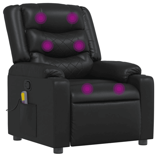 Poltrona de massagens reclinável - Poltrona relax couro artificial preto
