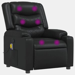 Poltrona de massagens reclinável - Poltrona relax couro artificial preto
