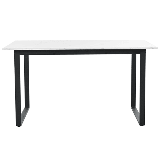 Conjunto de sala de jantar 140180x80cm - 8 cadeiras, mesa moderna, MDF branco, pernas pretas, cadeiras de veludo preto
