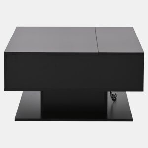 Mesa de centro 80x77x40 cm - Mesa de sala com elevação hidráulica, arrumação, design geométrico - Preto